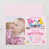 夏のプールパーティー招待状 スプラッシュ スプラッシュ ガール 招待状 (正面/裏面)