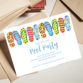 夏のプールパーティー楽しいカラフルカスタム 招待状