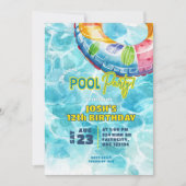 夏のプールパーティー誕生日招待状 招待状 (正面)