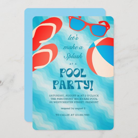 夏のプールパーティー「スプラッシュ&チル」 招待状 (正面/裏面)