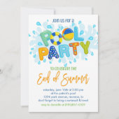 夏のプールパーティー、学校年度末パーティー 招待状 (正面)