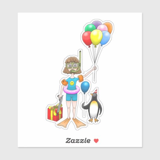 夏のプールパーティー 誕生日 シール (シート)