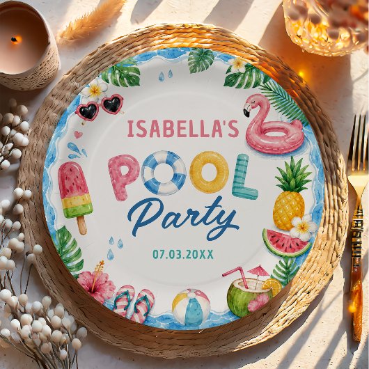 夏のプールパーティー 誕生日 ペーパープレート