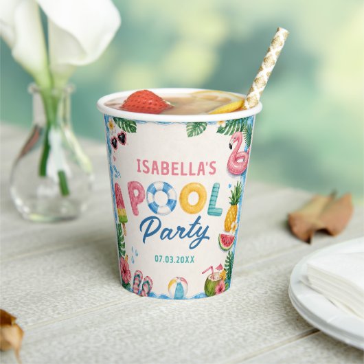 夏のプールパーティー 誕生日 紙コップ (インサイチュ)