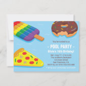 夏のプールフロート 誕生日パーティーの招待状 招待状 (正面)