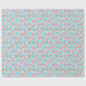 夏のプール水彩モザイク ラッピングペーパー (フラット)