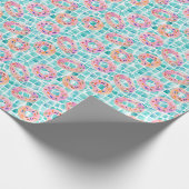 夏のプール水彩モザイク ラッピングペーパー (角)