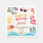 夏のプール誕生日ナプキン スタンダードカクテルナプキン (正面)