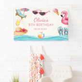 夏のプール誕生日パーティー 横断幕 (インサイチュ)