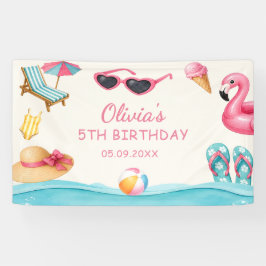 夏のプール誕生日パーティー 横断幕