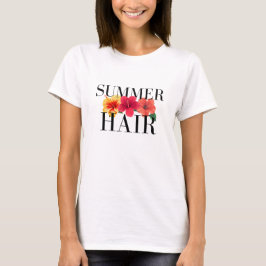夏のヘアスタイル ハワイアン フラワー グラフィックTシャツ Tシャツ