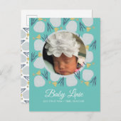 夏のベビービーチ縁どテーマ写真誕生 案内ポストカード (正面/裏面)