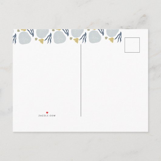 夏のベビービーチ縁どテーマ写真誕生 案内ポストカード (裏面)