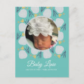 夏のベビービーチ縁どテーマ写真誕生 案内ポストカード (正面)