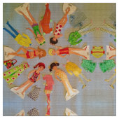 夏のペーパー人形 ファブリック (クローズアップ)