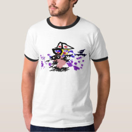 夏のボートと魚 Tシャツ