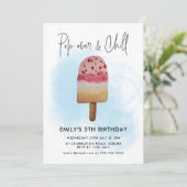 夏のポップオーバー&チルポップシクルパーティー誕生日 招待状 (スタンド正面)