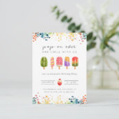夏のポップシクルアイスクリームの誕生日の招待状 ポストカード (スタンド正面)