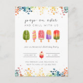 夏のポップシクルアイスクリームの誕生日の招待状 ポストカード (正面)