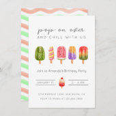 夏のポップシクルアイスクリームの誕生日の招待状 招待状 (正面/裏面)