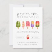 夏のポップシクルアイスクリームの誕生日の招待状 招待状 (正面)