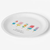 夏のポップシクルアイスクリーム誕生日パーティー ペーパープレート (アングル)