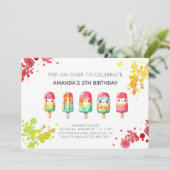 夏のポップシクルアイスクリーム誕生日パーティー 招待状 (スタンド正面)