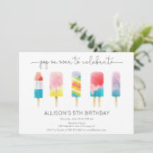 夏のポップシクルアイスクリーム誕生日パーティー 招待状 (スタンド正面)