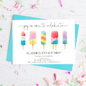 夏のポップシクルアイスクリーム誕生日パーティー 招待状