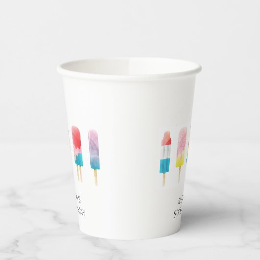 夏のポップシクルアイスクリーム誕生日パーティー 紙コップ (左)