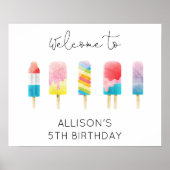 夏のポップシクル アイスクリーム 誕生日 ウェルカムサイン ポスター (正面)