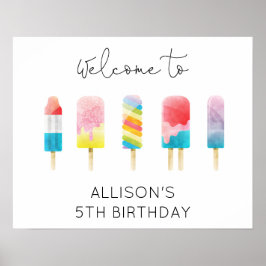 夏のポップシクル アイスクリーム 誕生日 ウェルカムサイン ポスター