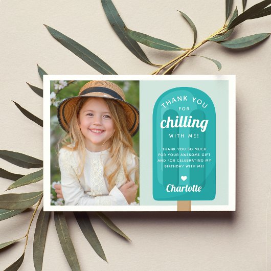 夏のポップシクル キッズ バースデー フォト サンキューカード