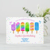 夏のポップ・アートのアイスクリームガール誕生日パーティーに 招待状 (スタンド正面)