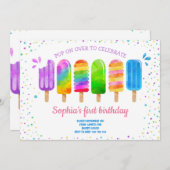 夏のポップ・アートのアイスクリームガール誕生日パーティーに 招待状 (正面/裏面)