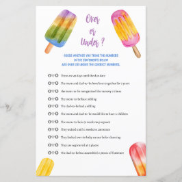 夏のポプシクル赤ちゃんシャワーゲームの上または下