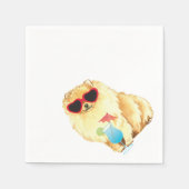 夏のポメラニア犬 スタンダードカクテルナプキン (正面)