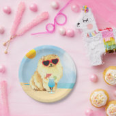 夏のポメラニア犬 ペーパープレート (パーティー)