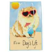 夏のポメラニア犬 ミディアムペーパーバッグ (正面)