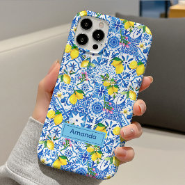 夏のマジョリカブルーシチリアシトラス地中海 iPhone 15ケース