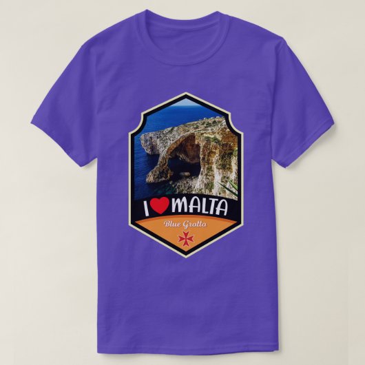 夏のマルタブルーグロット洞窟 Tシャツ (デザイン正面)