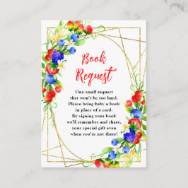 夏のミックスベリー ベビーシャワーの本の依頼カード エンクロージャーカード