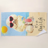 夏のミニチュアプードル ビーチタオル (正面)