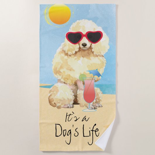 夏のミニチュアプードル ビーチタオル (正面)