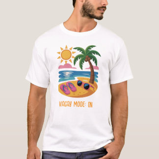 夏のミニマルビーチシーン – カスタマイズ可能 Tシャツ