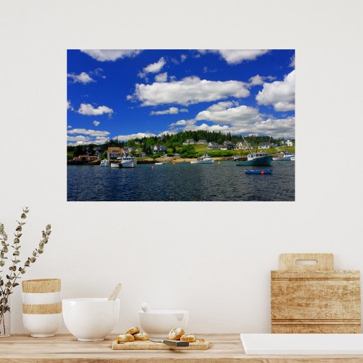 夏のメイン港 ポスター (キッチン)