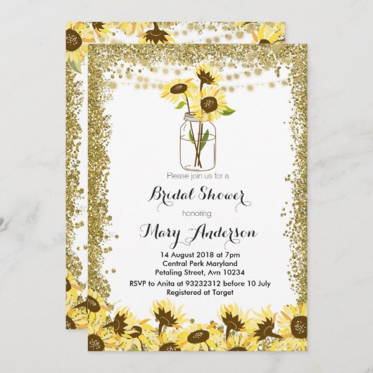 夏のメーソンジャーのブライダルシャワーの招待状 招待状 (正面/裏面)