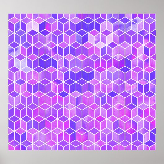 夏のモザイク:水の色キューブ融合 ポスター (正面)