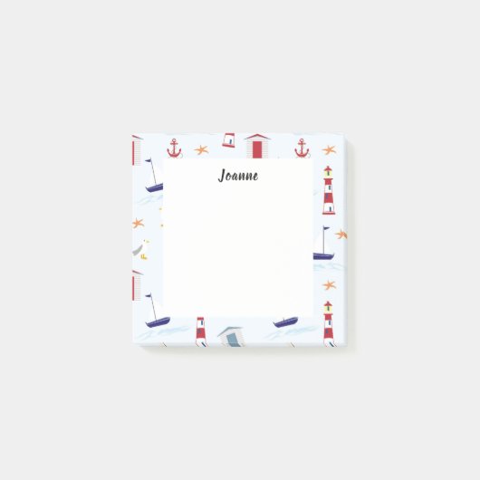 夏のモダンビーチ模様船 ポストイット (正面)