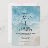夏のモダンビーチ目的地の結婚式 招待状 (正面)